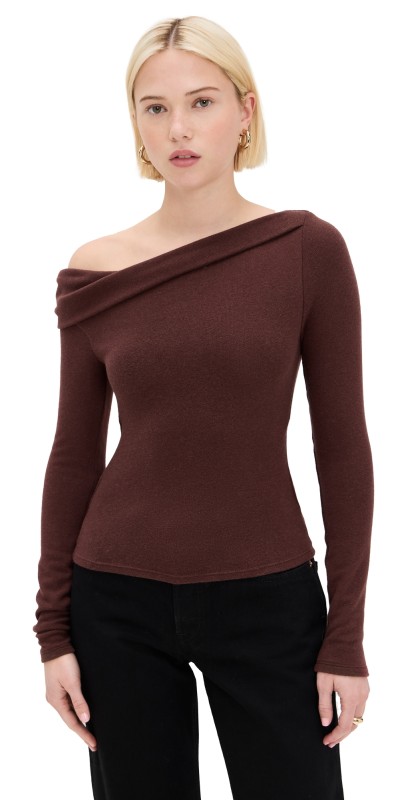 Reformation Elio Knit Top Mahogany