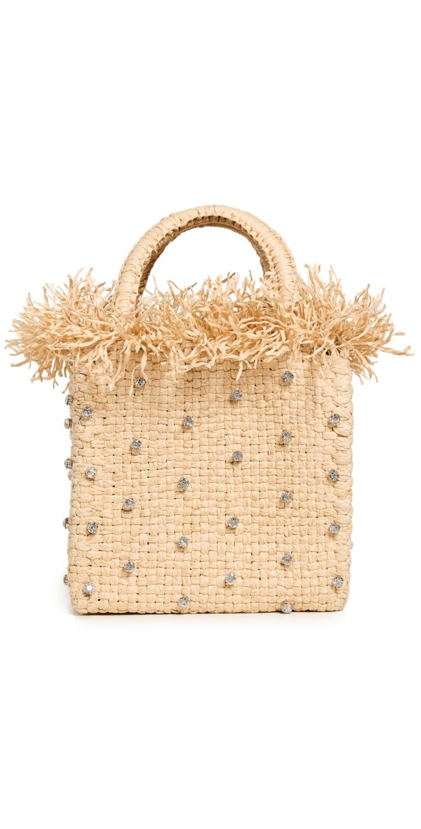 PAMELA MUNSON Check Mate Mini Sparkle Bag Natural