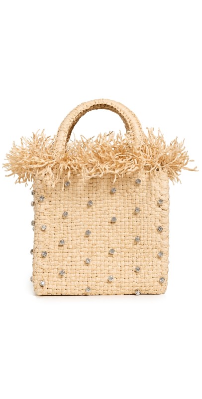 PAMELA MUNSON Check Mate Mini Sparkle Bag Natural