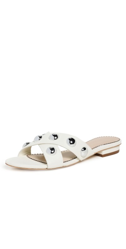 Cinq à Sept Grace Studded Sandals Ivory