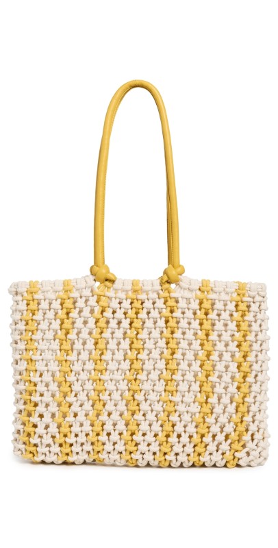 Clare V. Sandy Bag Snapdragon & Cream Strip