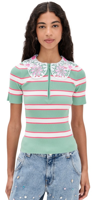 ESSENTIEL ANTWERP Iota Knitted Polo Combo1 Aqua Azul