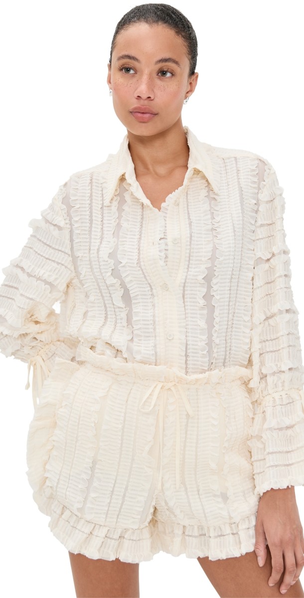AKNVAS Clayre Pleated Blouse Cream