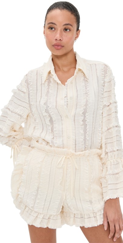 AKNVAS Clayre Pleated Blouse Cream