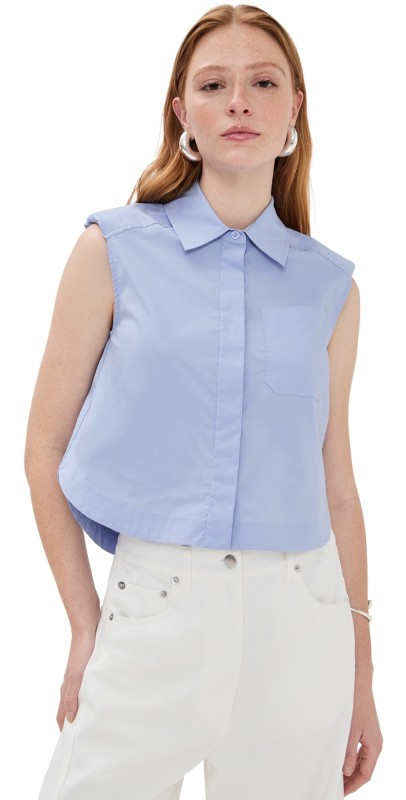 SIMKHAI Winslow Cropped Shirt French Blue