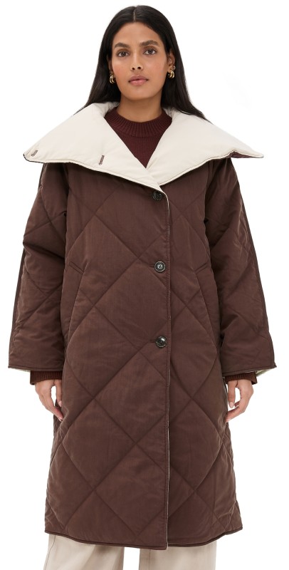 Varley Annalise Reversible Wrap Coat Deep Mahogany