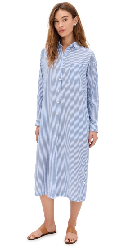 Alex Mill Kerry Shirtdress In Seersucker Stripe Blue/White