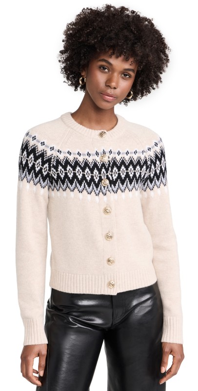 Generation Love Frances Fair Isle Cardigan Heather Oatmeal