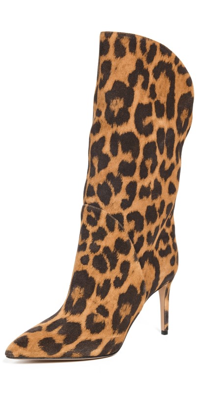 Paris Texas Gaia Mid Calf Boots 85 Natural Leopard