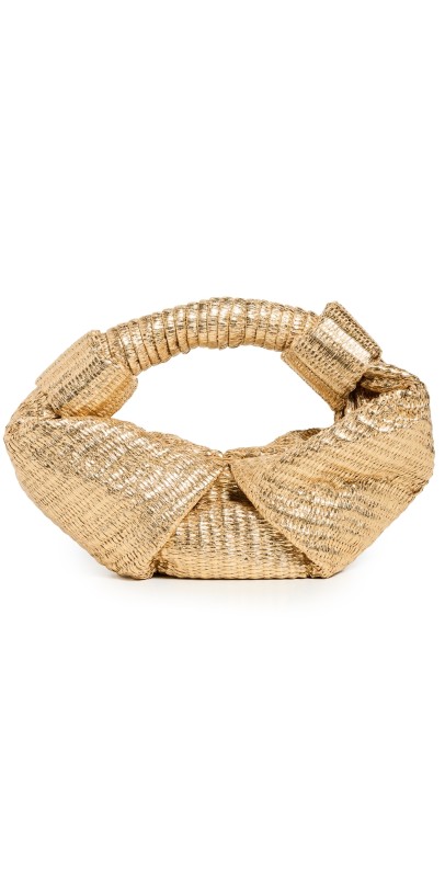 SIMONMILLER Metallic Raffia Lopsy Bag Gold/Natural
