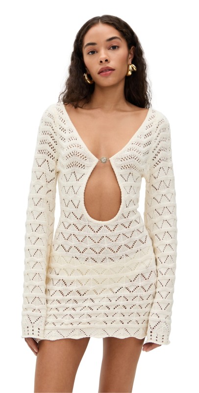 Bananhot Mini Rey Dress Knitted White