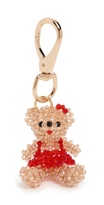 Susan Alexandra Glam Teddy Bag Charm Keychain Brown Red