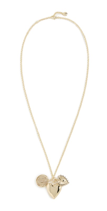 BaubleBar Heartfelt Cluster Charm Necklace Clear/Gold
