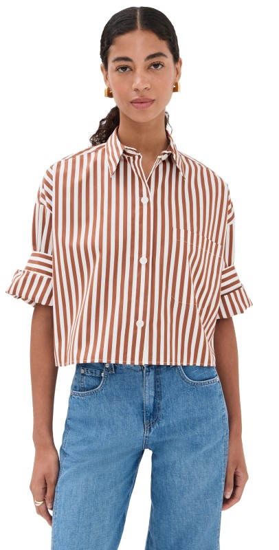TWP Next Ex Buttondown Shirt Ivory/Cognac
