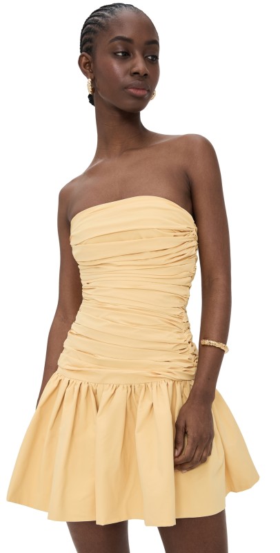 Rendoll Ruched Mini Dress Yellow