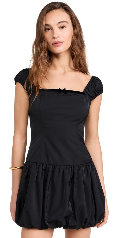 WAYF Bubble Hem Mini Dress Black