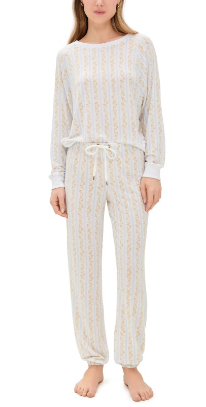 Honeydew Intimates Star Seeker Pajama Set White Floral Stripe