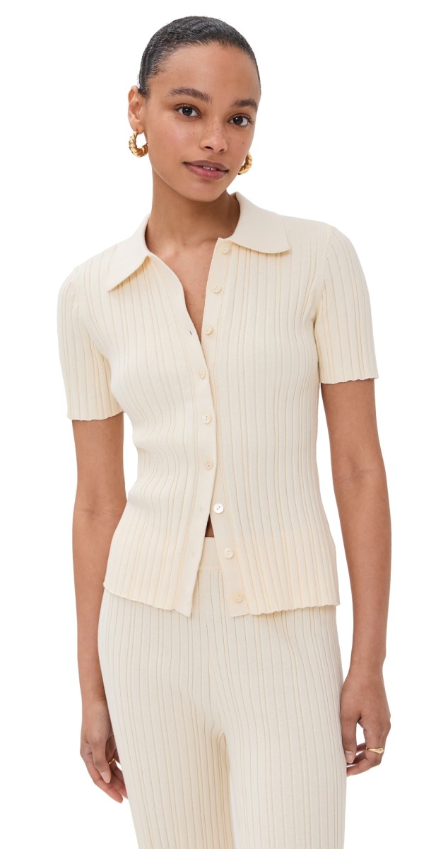 LE BOP Ribbed Button Up Olive