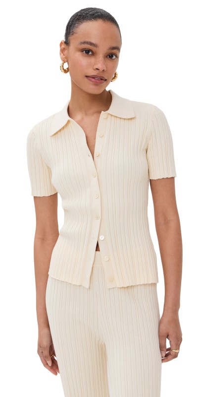 LE BOP Ribbed Button Up Olive
