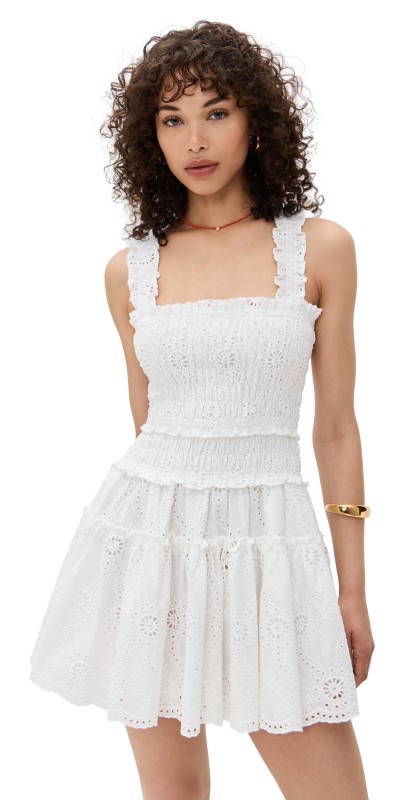Hill House Home The Azalea Mini Nap Dress White/Trellis Broderie