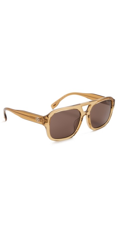 Tory Burch Aviator Sunglasses Transparent Yellow Brow