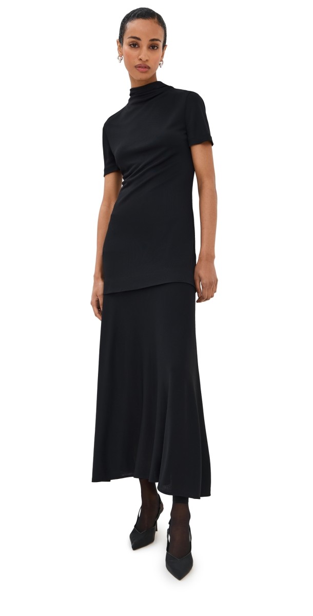 Jil Sander High Neck Dress Black