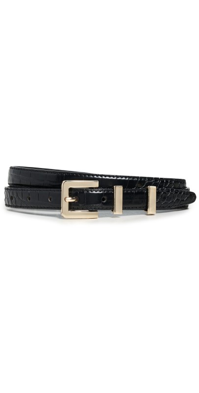 SHASHI Classic Croc Embossed Belt Black/Gold