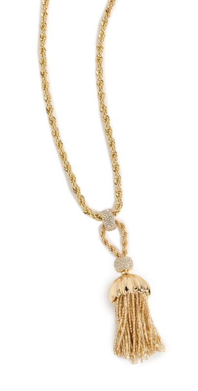 Lele Sadoughi Chateau Rope Tassel Necklace Gold 720