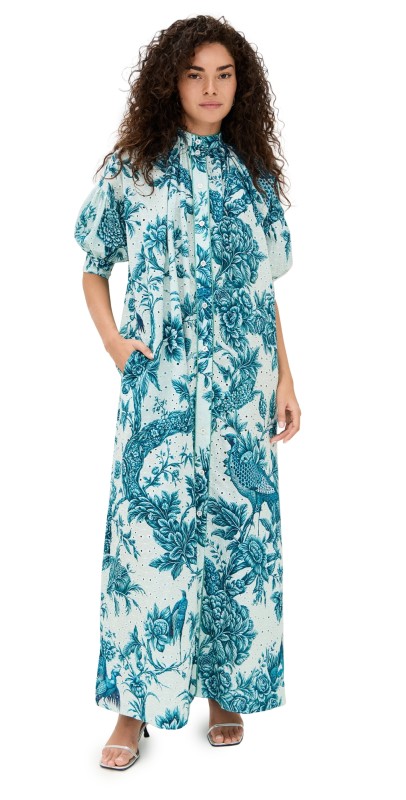 F. R.S For Restless Sleepers Mete Dress Forest/Teal Branches