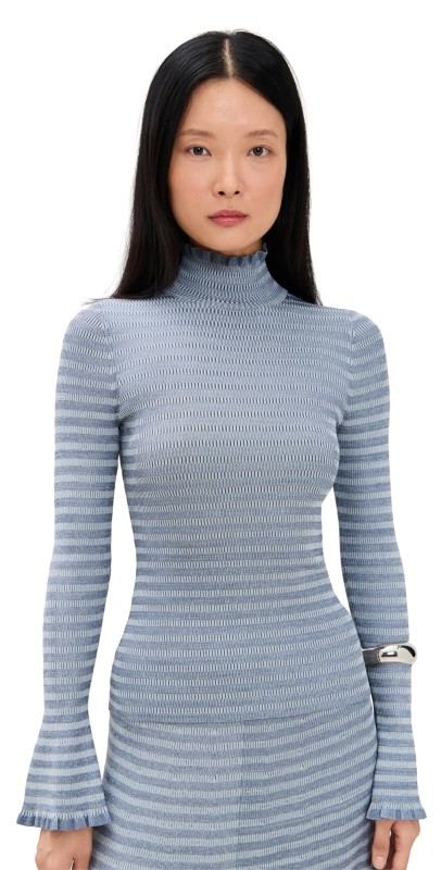 Proenza Schouler White Label Phyllis Turtleneck In Geo Knits Slate