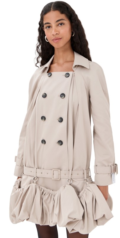 ROKH Puff Hem Trench Dress Peach Beige