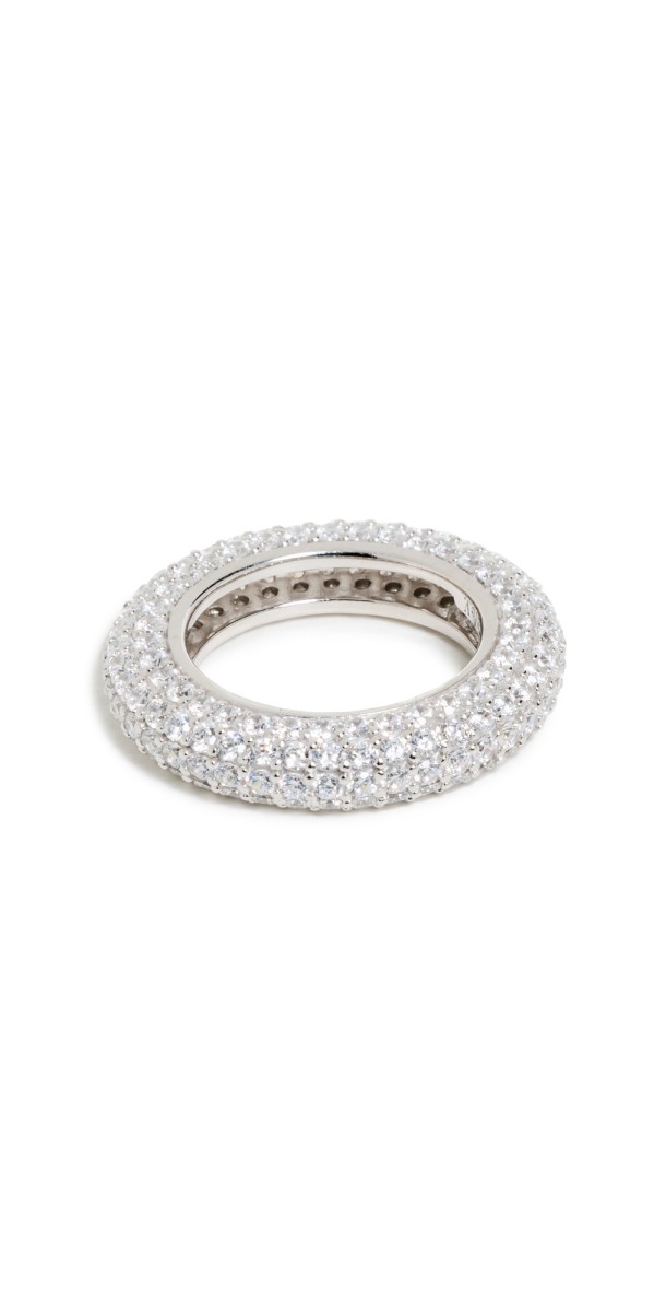 Clare V. Le Donut Pave Ring Clear/Rhodium