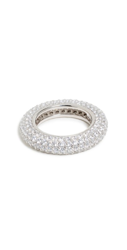 Clare V. Le Donut Pave Ring Clear/Rhodium