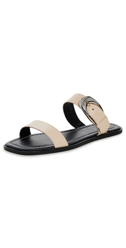 STAUD Harlow Flat Sandals Cream