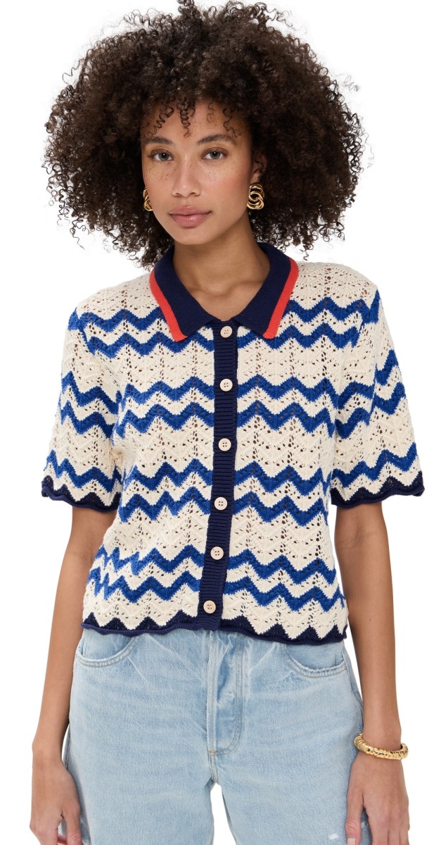Birds of Paradis Paloma Cardigan Blue Stripe