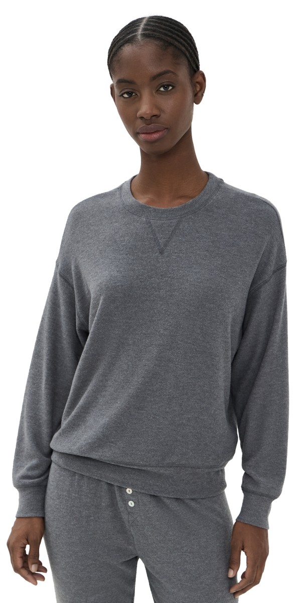 Z Supply Sleep Tight Rib Top Charcoal Heather