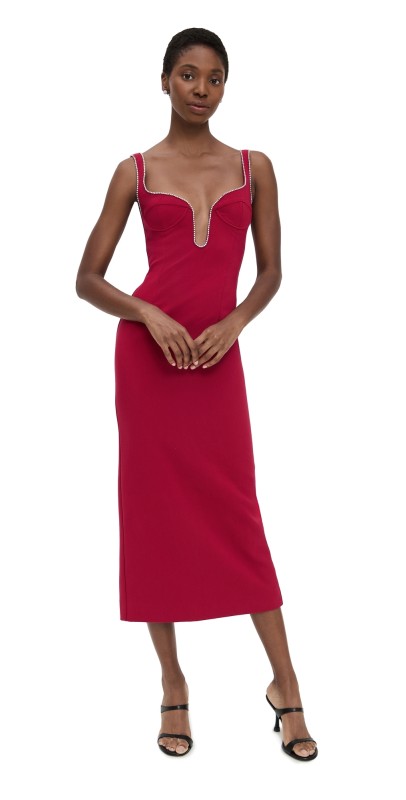 BARDOT Brooklyn Diamonte Midi Dress Burgundy