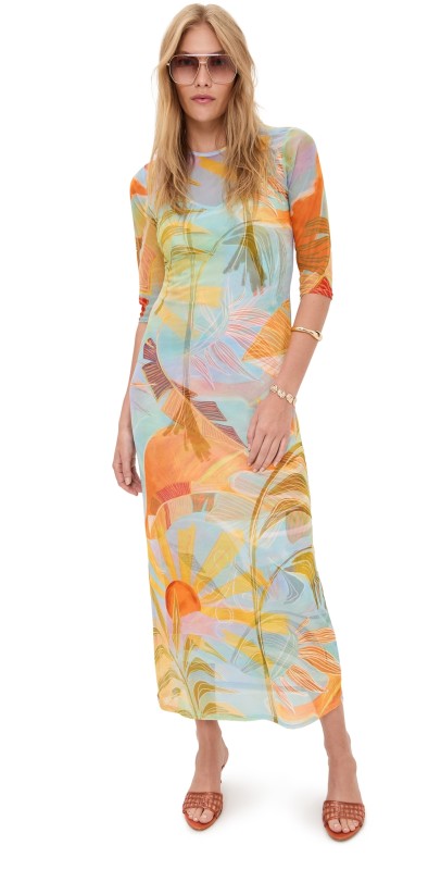 Never Fully Dressed Sky Sydney Mesh Midi Dress Blue