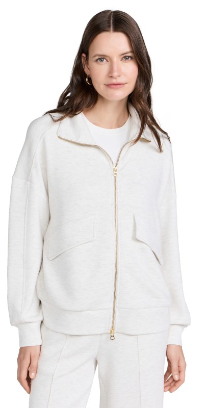 Varley Garcia Zip Through Sweatshirt Ivory Marl