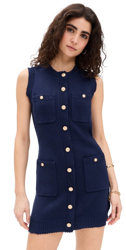 Reformation Catalina Cotton Mini Dress Navy