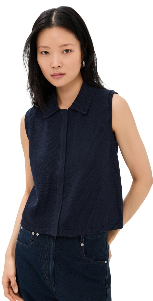 Theory Zip Up Vest Navy