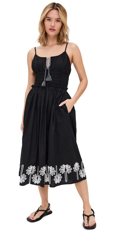 RAILS Baja Dress Black Ivory Palm Trees