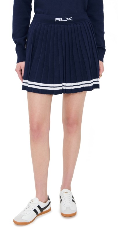 RLX Ralph Lauren Cotton Blend Pleated Skort Refined Navy/Ceramic White