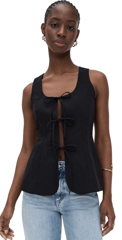 ALIGNE Lupin Linen Tie Waistcoat Black