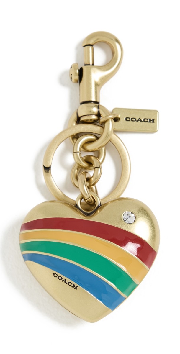 Coach Rainbow Heart Charm Keychain Mult