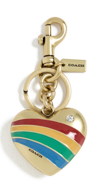 Coach Rainbow Heart Charm Keychain Mult