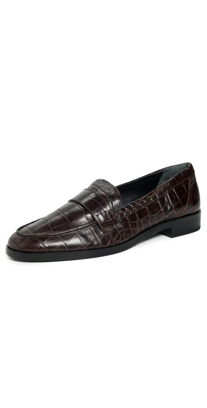 Reformation Kaylee Loafers Dark Chocolate Croc