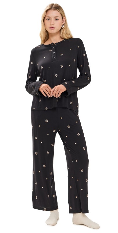 Sea Orla Sleepwear Henley PJ Set Black