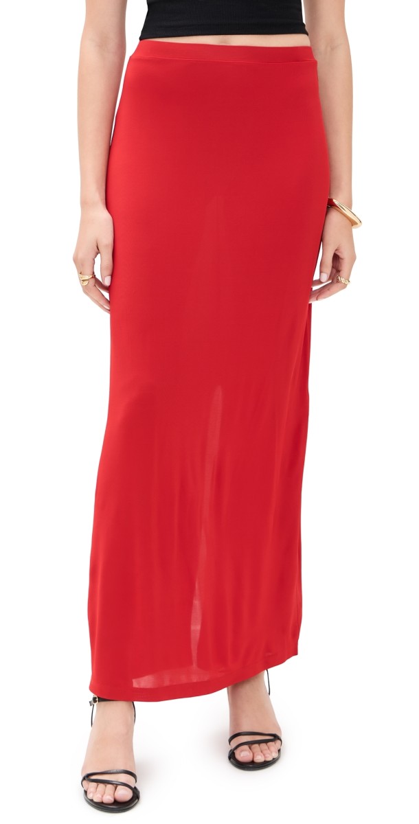 House of Dagmar Jersey Maxi Skirt Red
