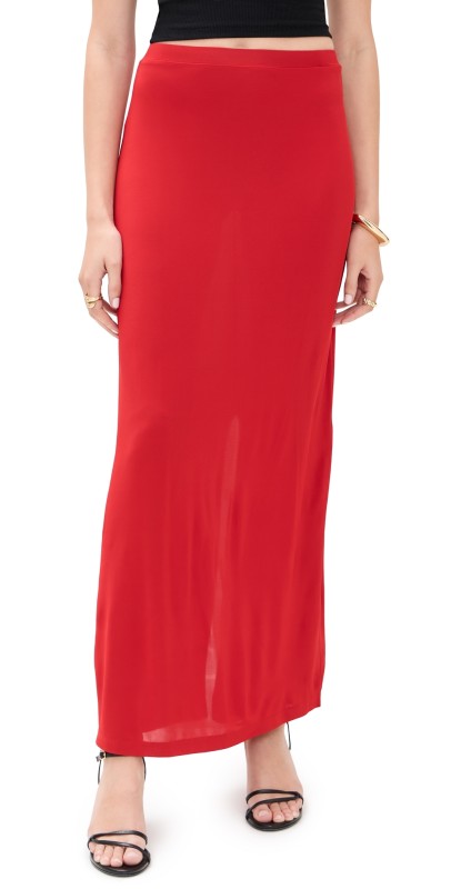 House of Dagmar Jersey Maxi Skirt Red